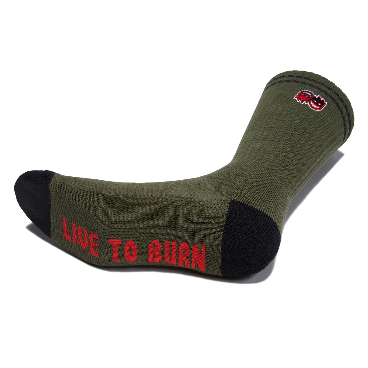 Spitfire Eternal Fill Emb Socks - Olive/Black/Red image 3
