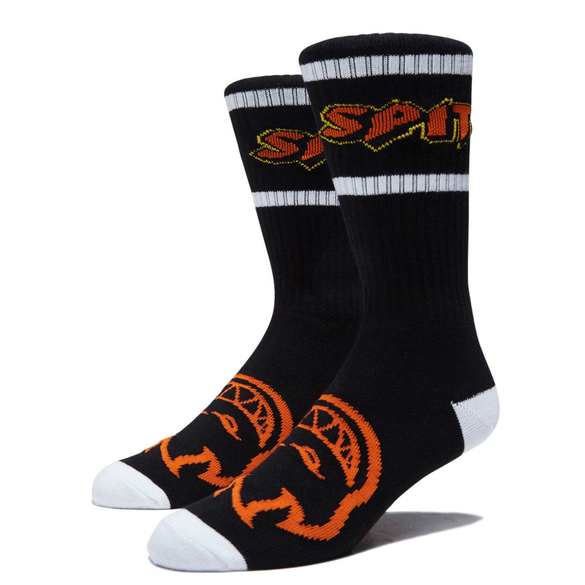 Spitfire Hellfire Script Socks - Black/White/Orange image 1