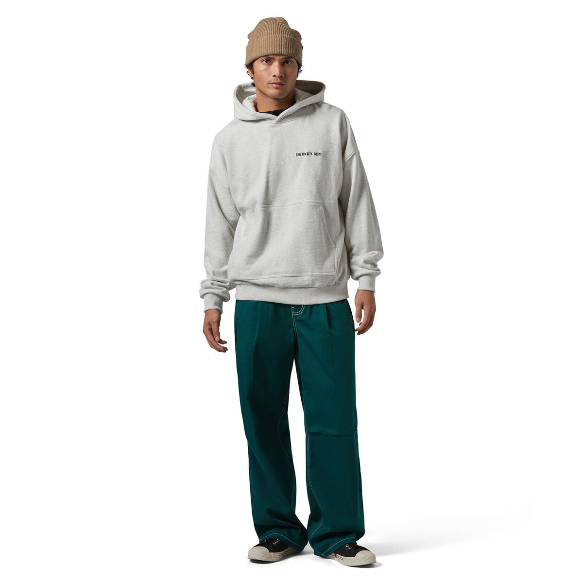 Brixton Embroidered Heavyweight Hoodie - Heather Grey Ash image 4
