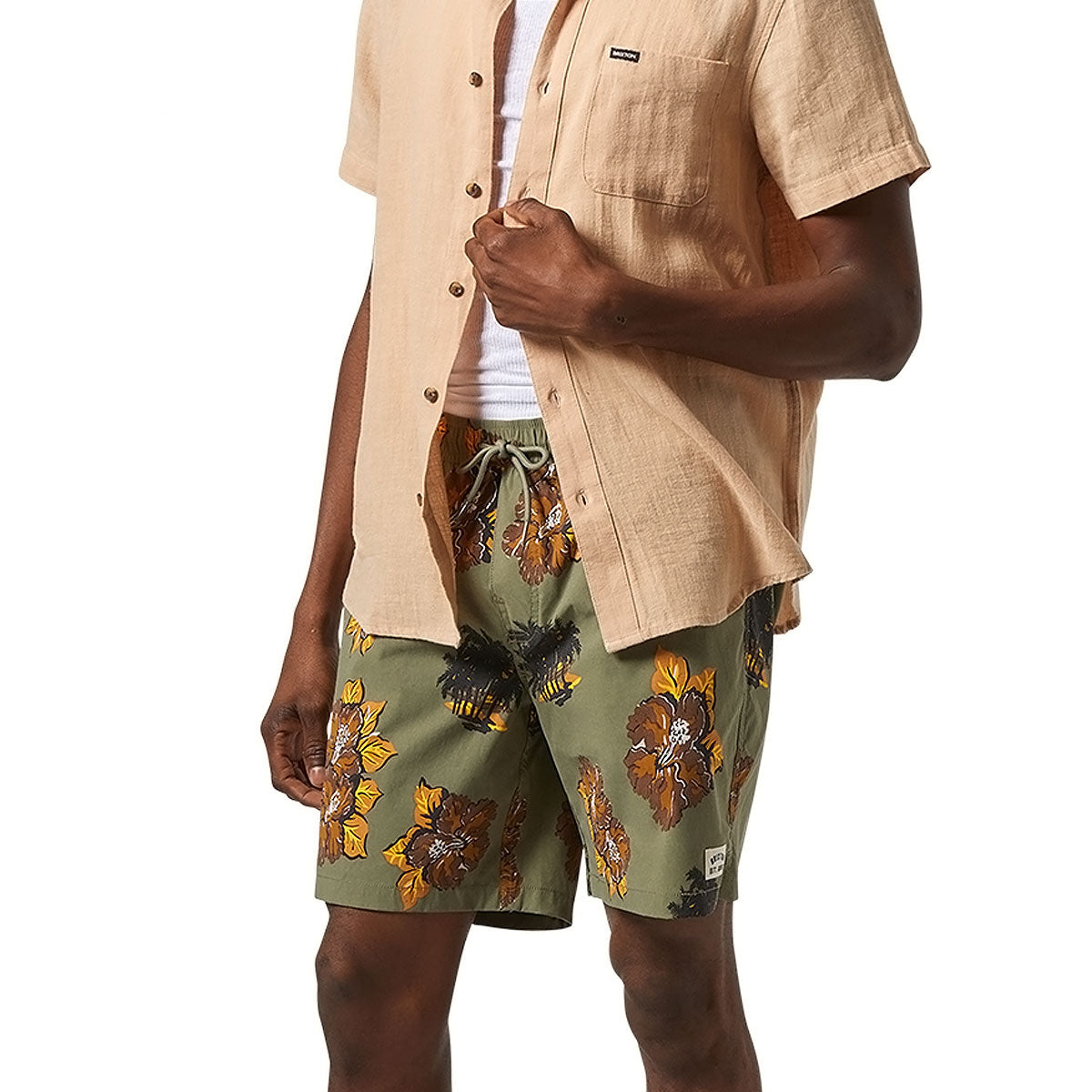Brixton Everyday Stretch Hybrid Shorts - Olive Surplus Floral image 5