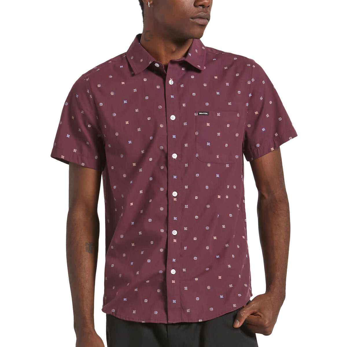 Brixton Charter Print Shirt - Port/Micro Geo image 1