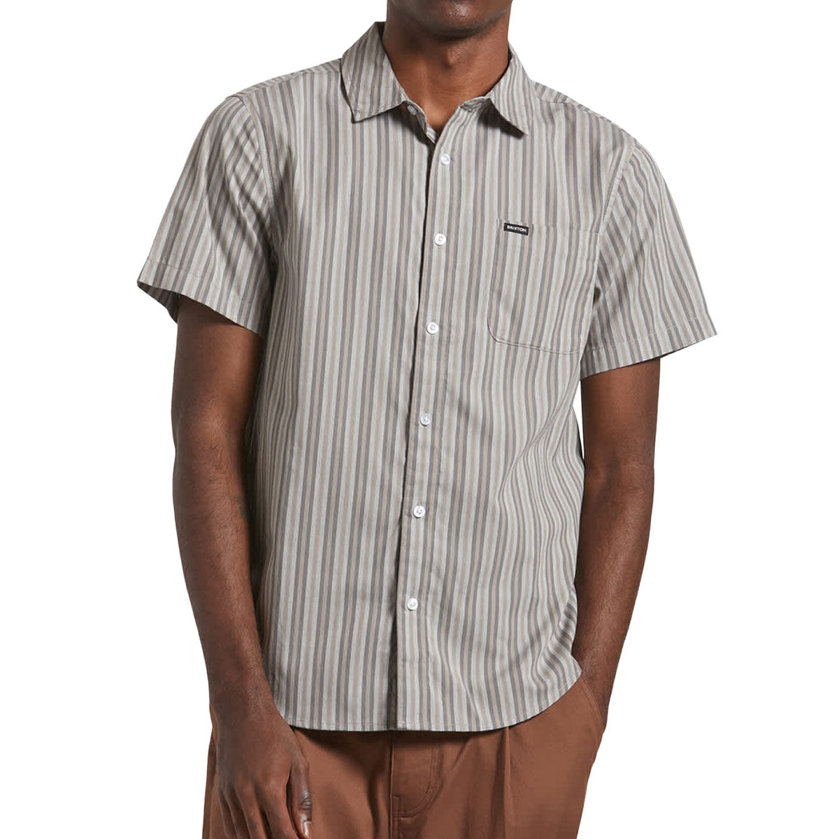 Brixton Charter Stripe Shirt - Charcoal Grey image 1
