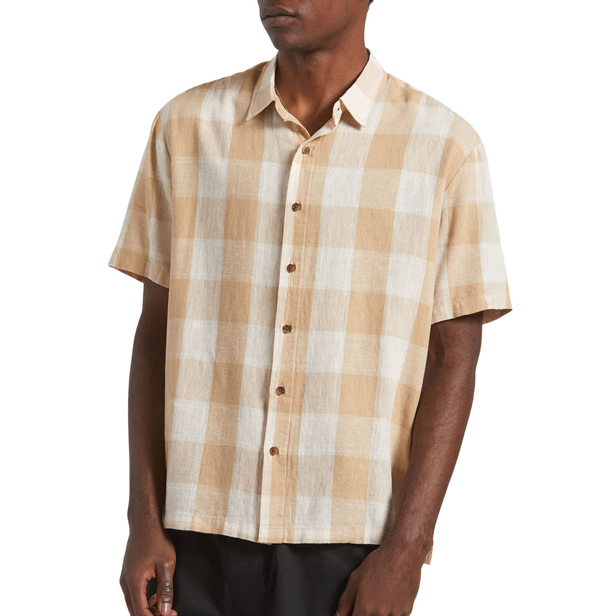 Brixton Cru Linen Blend Shirt - Off White/Sand image 1