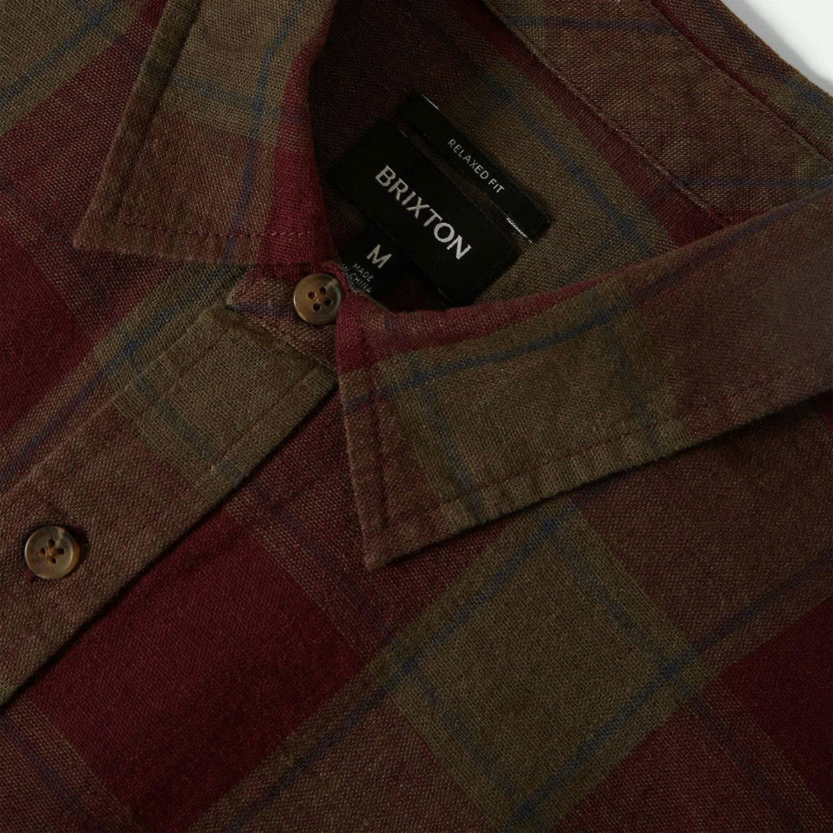 Brixton Cru Linen Blend Shirt - Olive Surplus/Port image 4