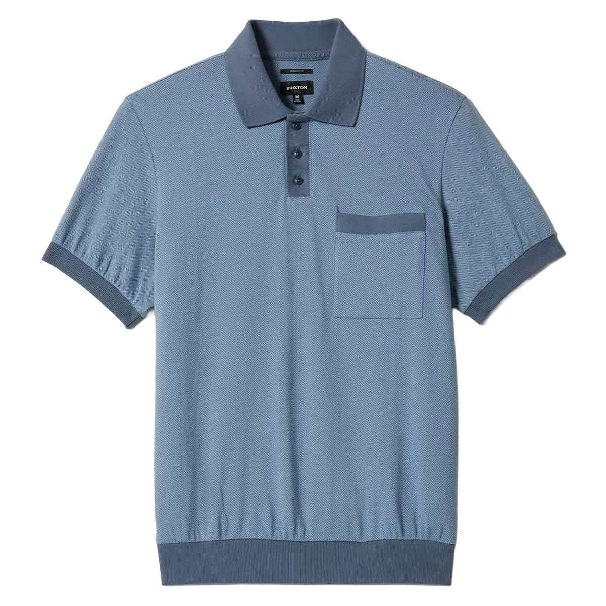 Brixton Weekend Herringbone Polo Shirt - Borrow Blue/Berring Sea image 1