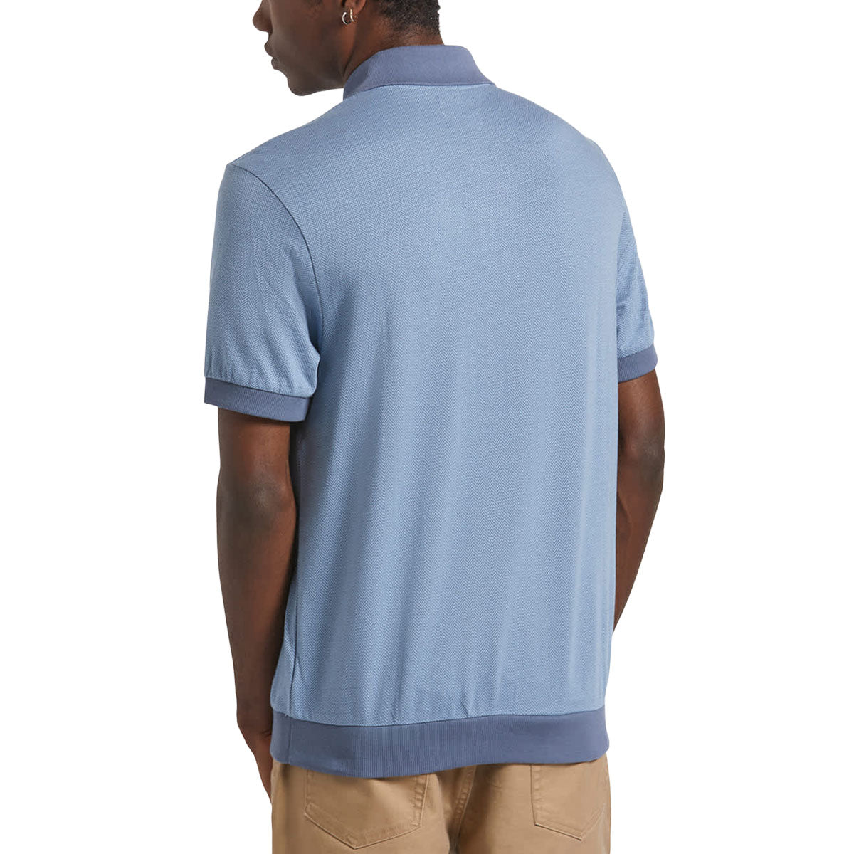 Brixton Weekend Herringbone Polo Shirt - Borrow Blue/Berring Sea image 3