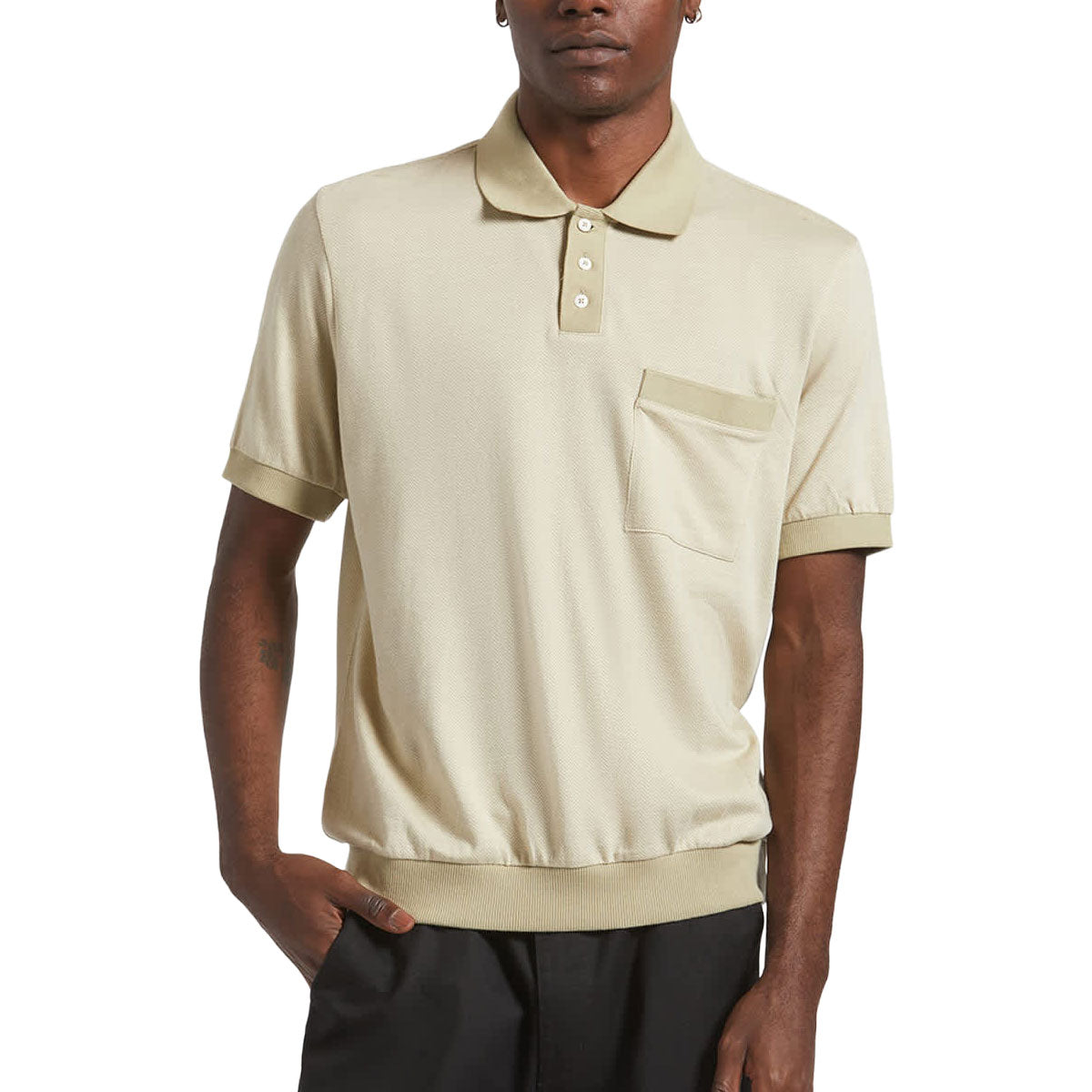 Brixton Weekend Herringbone Polo Shirt - Whitecap/Elm image 2