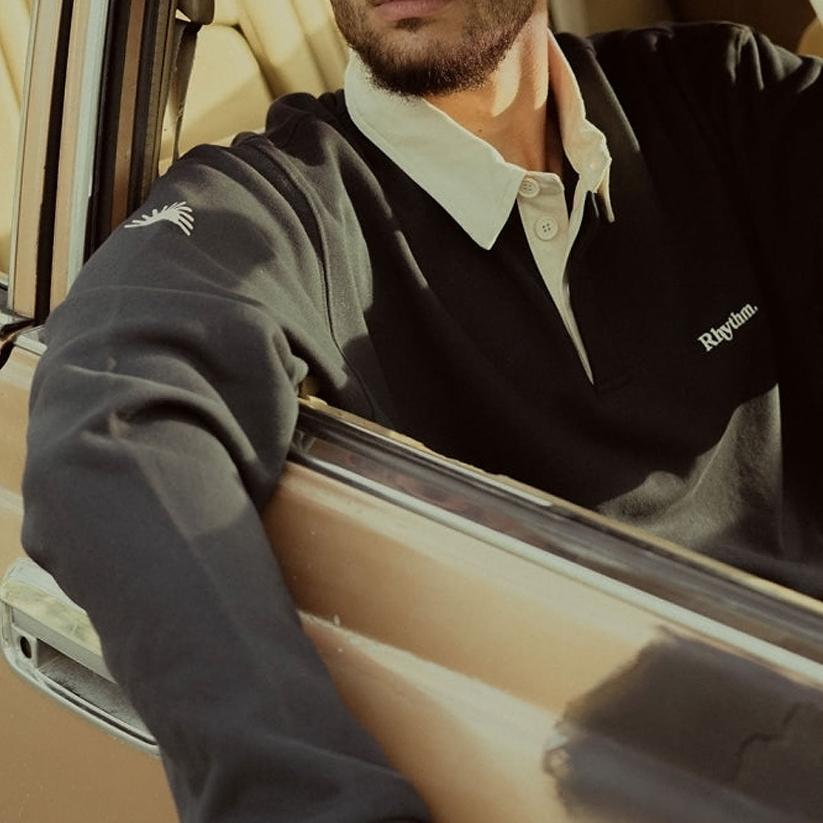 Rhythm Vintage Rugby Long Sleeve Polo Shirt - Indigo image 5