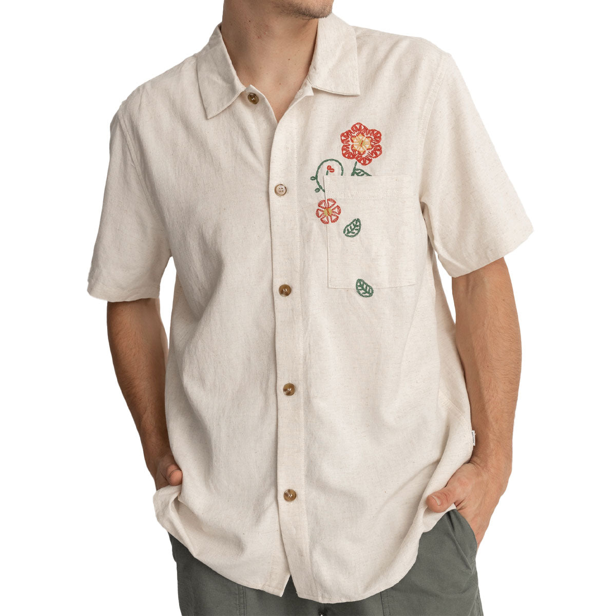 Rhythm Flower Embroidery Shirt - Natural 2025 image 1