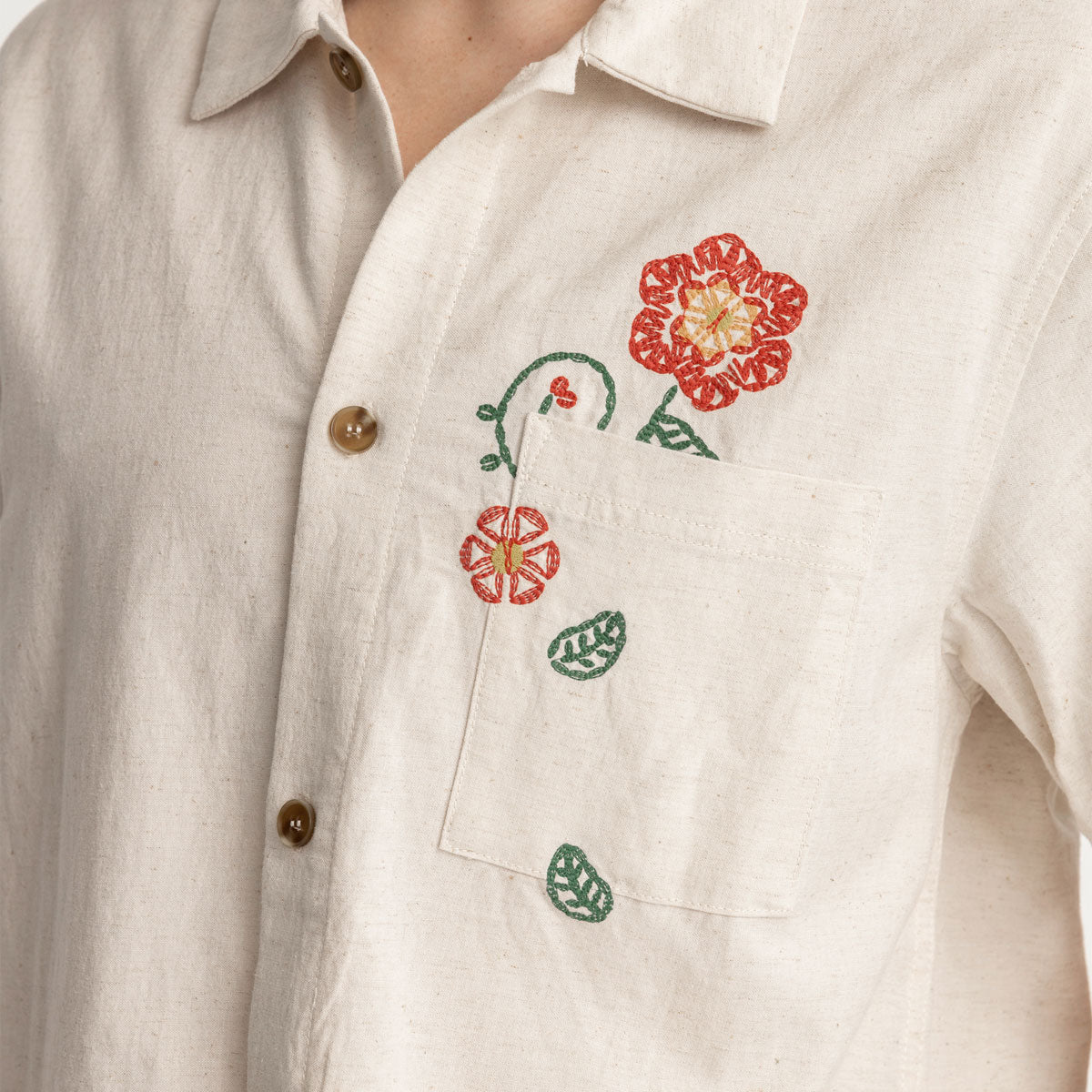 Rhythm Flower Embroidery Shirt - Natural 2025 image 3
