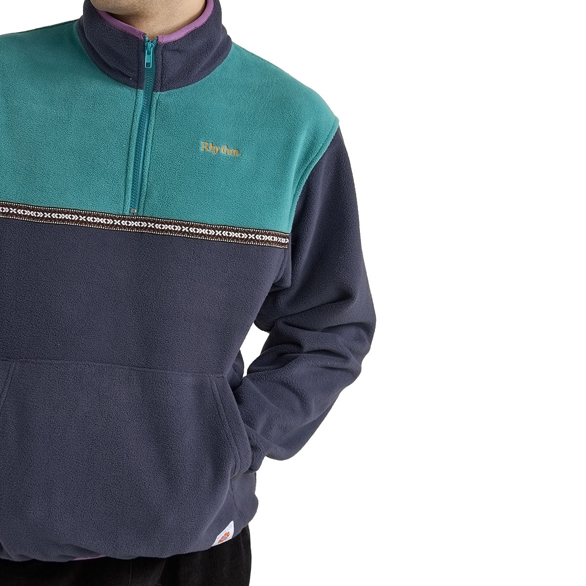 Rhythm Alder Half Zip Pull Over Sweatshirt - Teal image 3