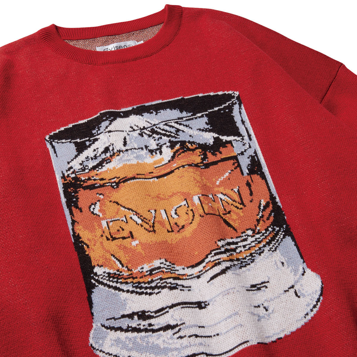 Evisen Mountain High Jacquard Crewneck Sweatshirt - Brick image 3