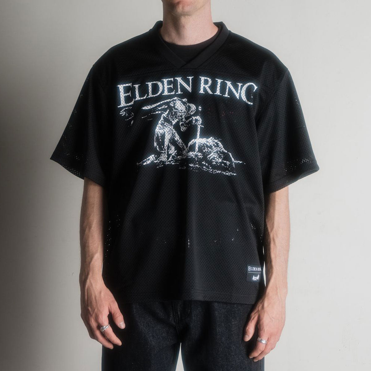 Welcome x Elden Ring Tarnished Mesh Football Jersey - Black image 5