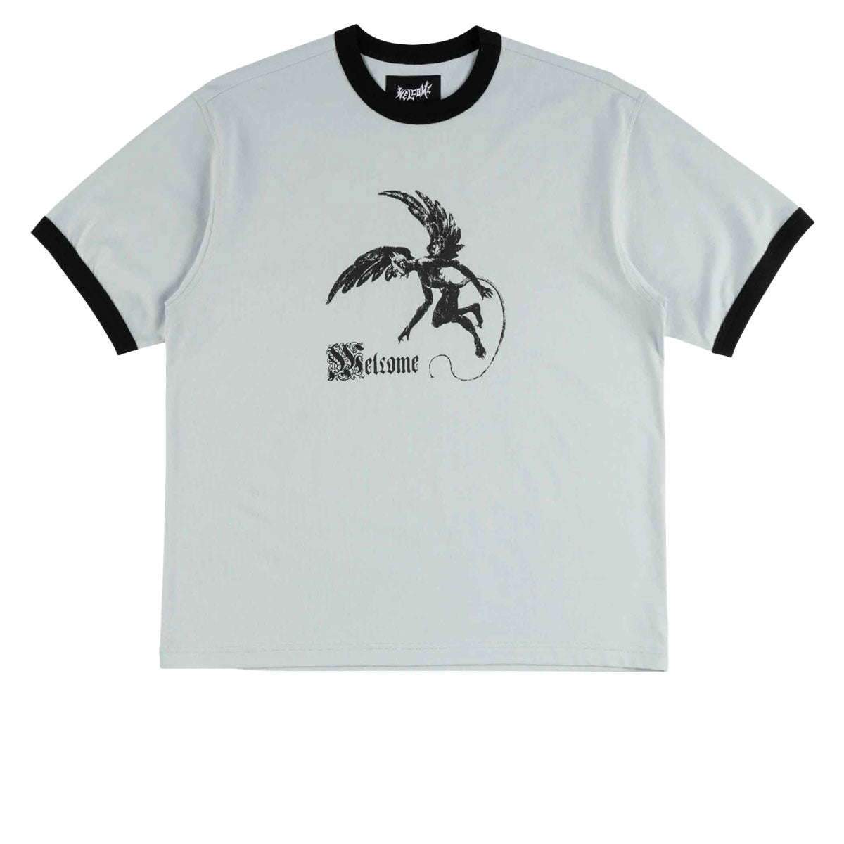 Welcome Scatter Ringer Knit T-Shirt - Mist/Black image 1