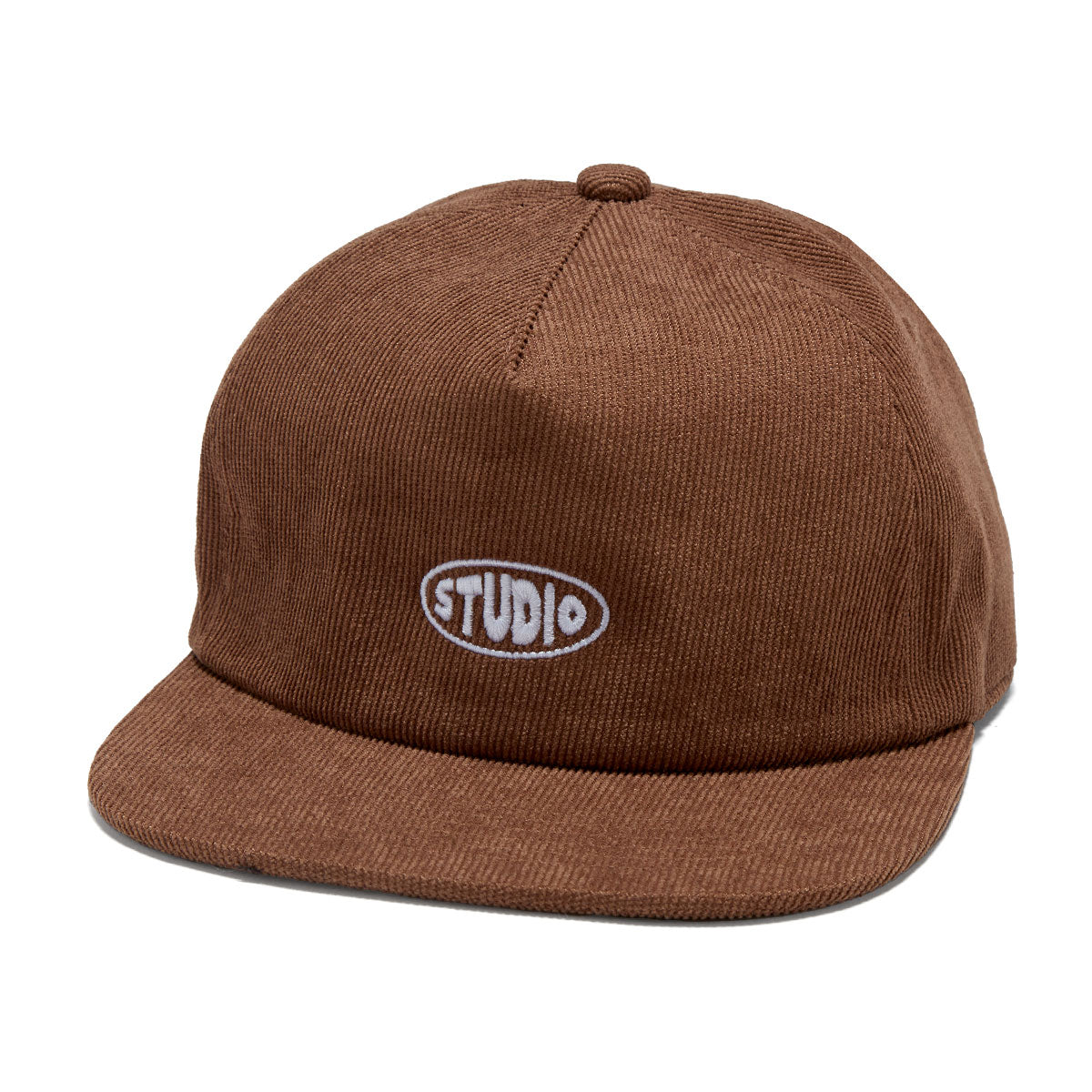 Studio Bubble 5 Panel Corduroy Snapback Hat - Brown image 1