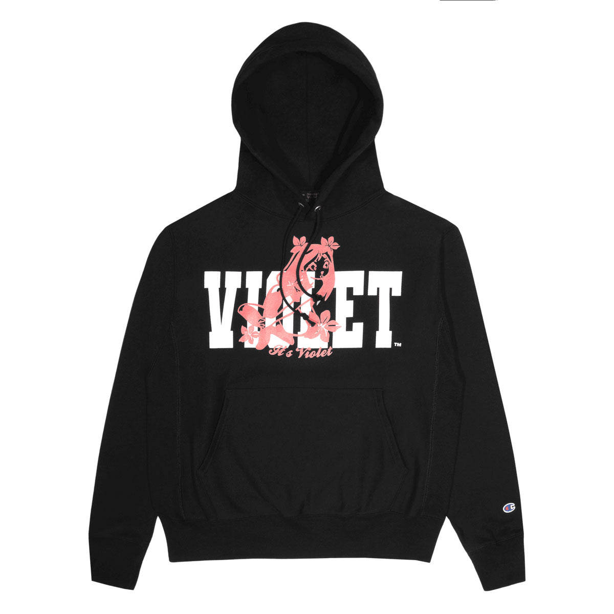 Violet Flower Girl Hoodie - Black image 1