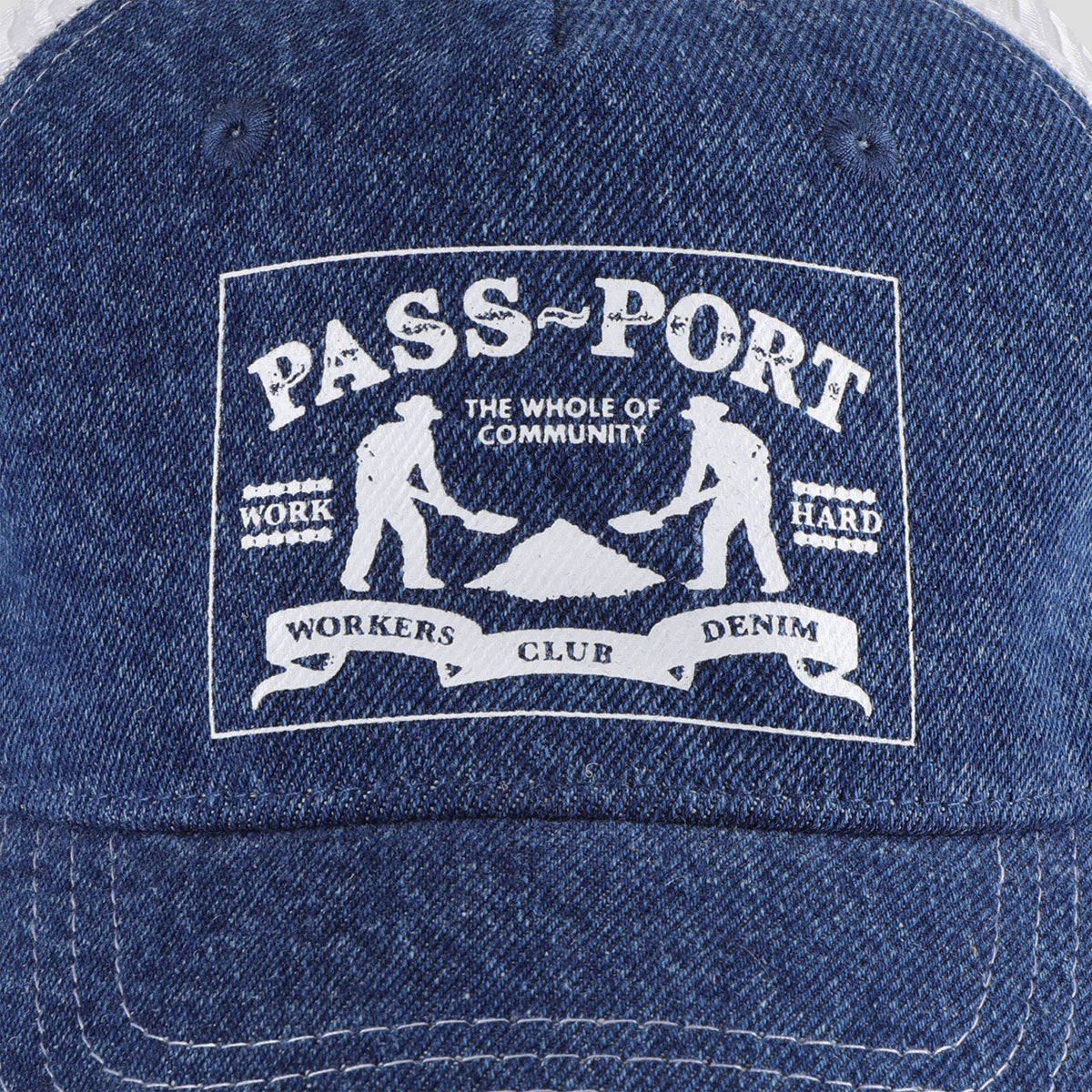 Passport Workers Club Denim Packers Trucker Hat - Washed Dark Indigo image 3