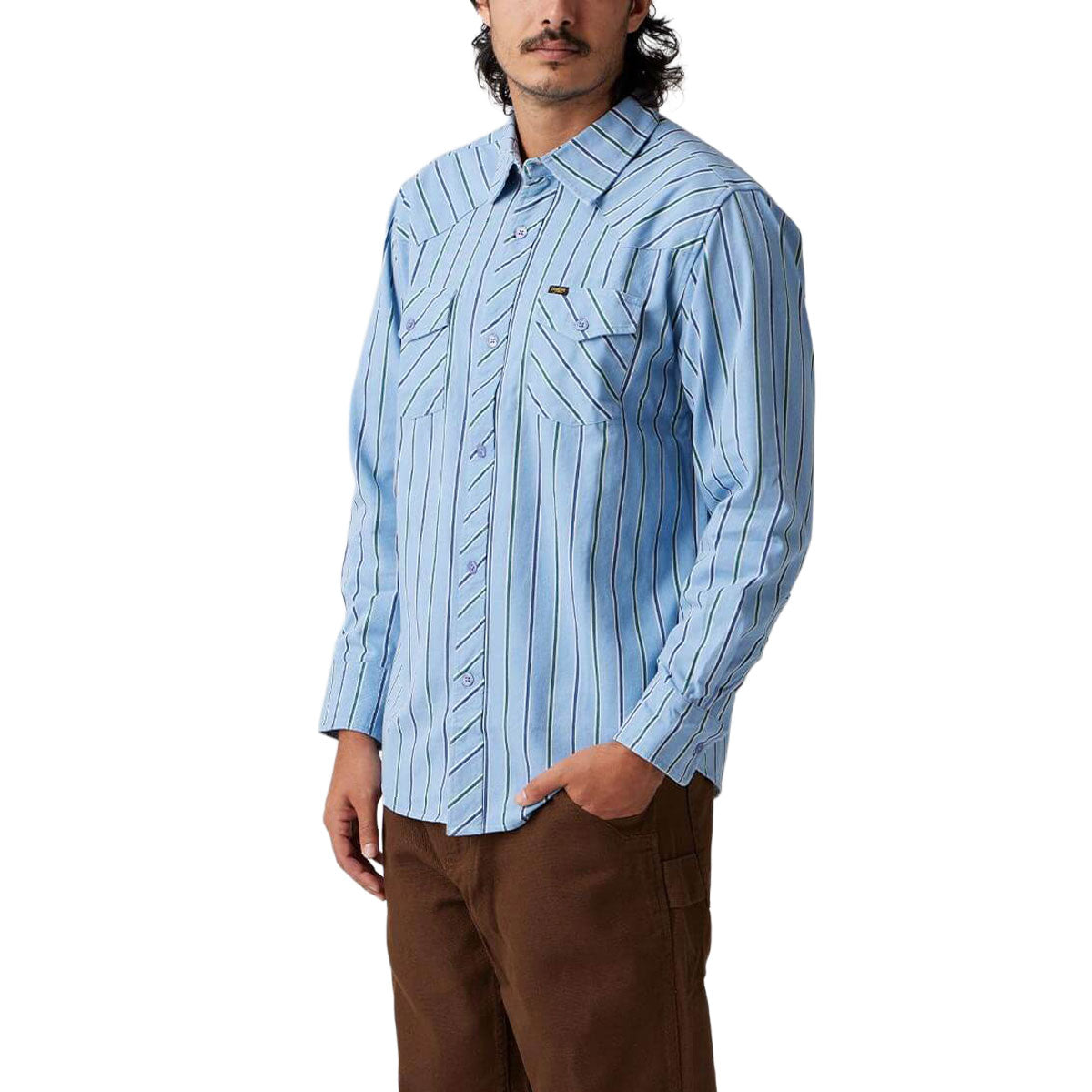 Seager Amarillo Long Sleeve Shirt - Steel Blue Stripe image 5
