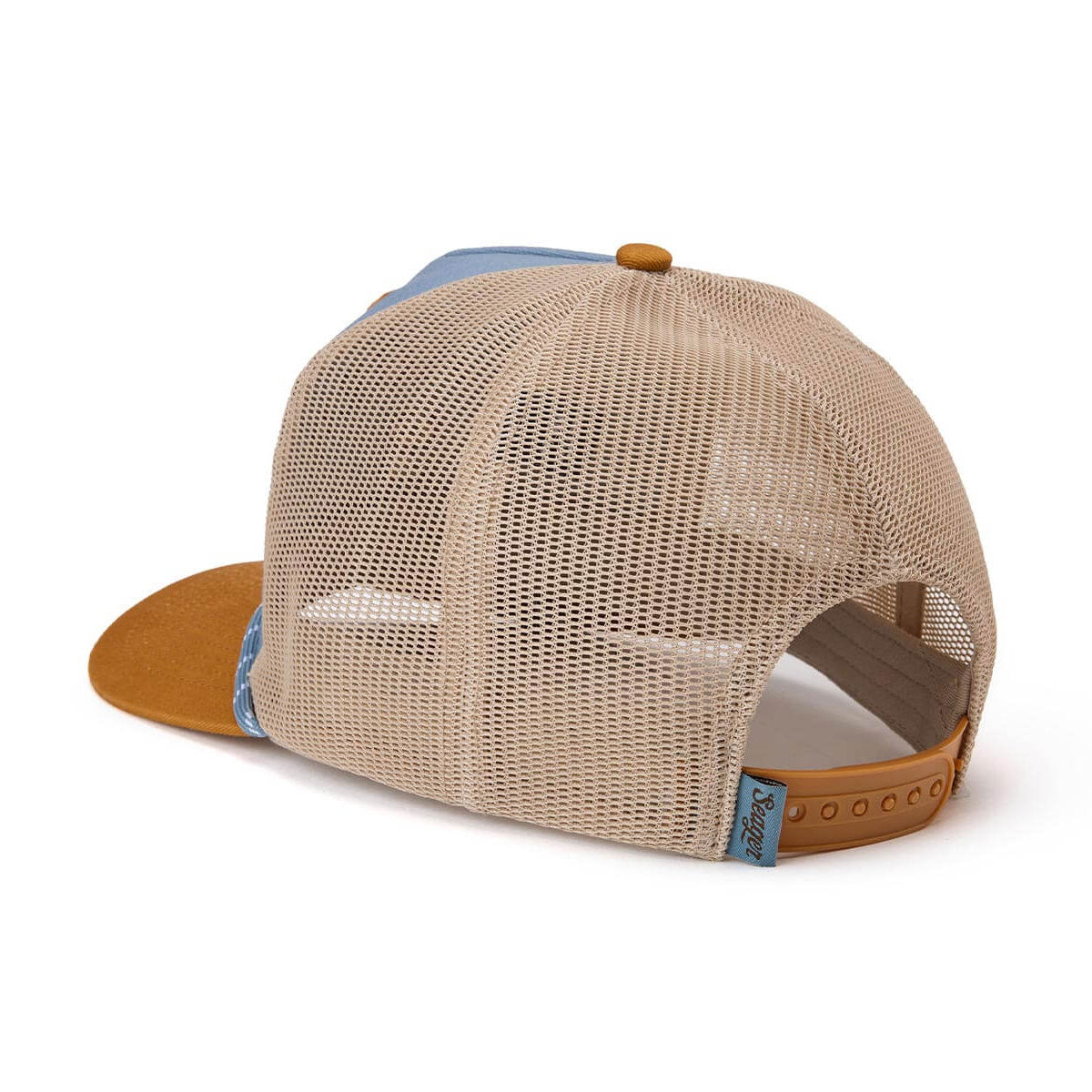 Seager Branded Trucker Snapback Hat - Blue/Tan image 2