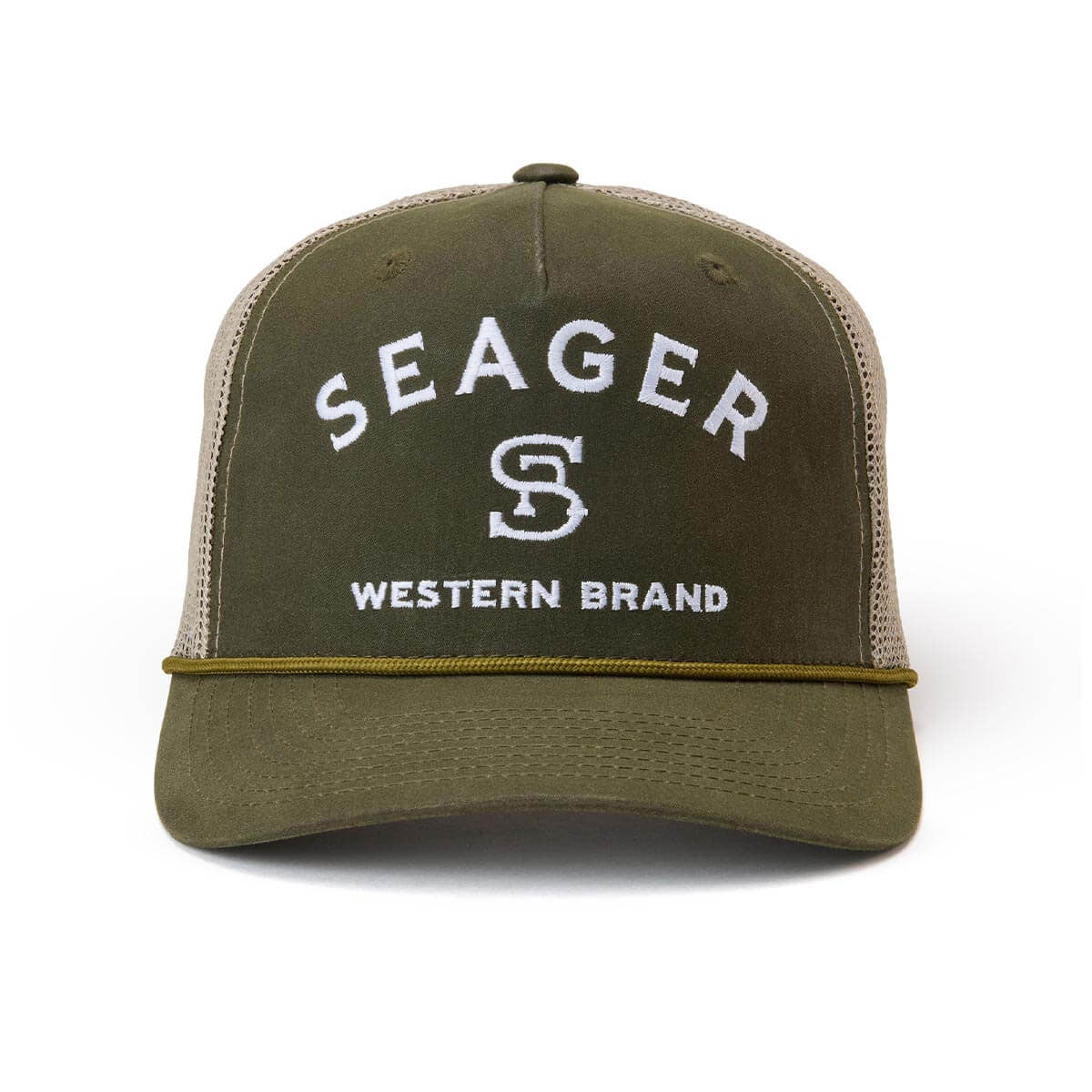 Seager Branded Trucker Snapback Hat - Green Waxed Canvas image 3