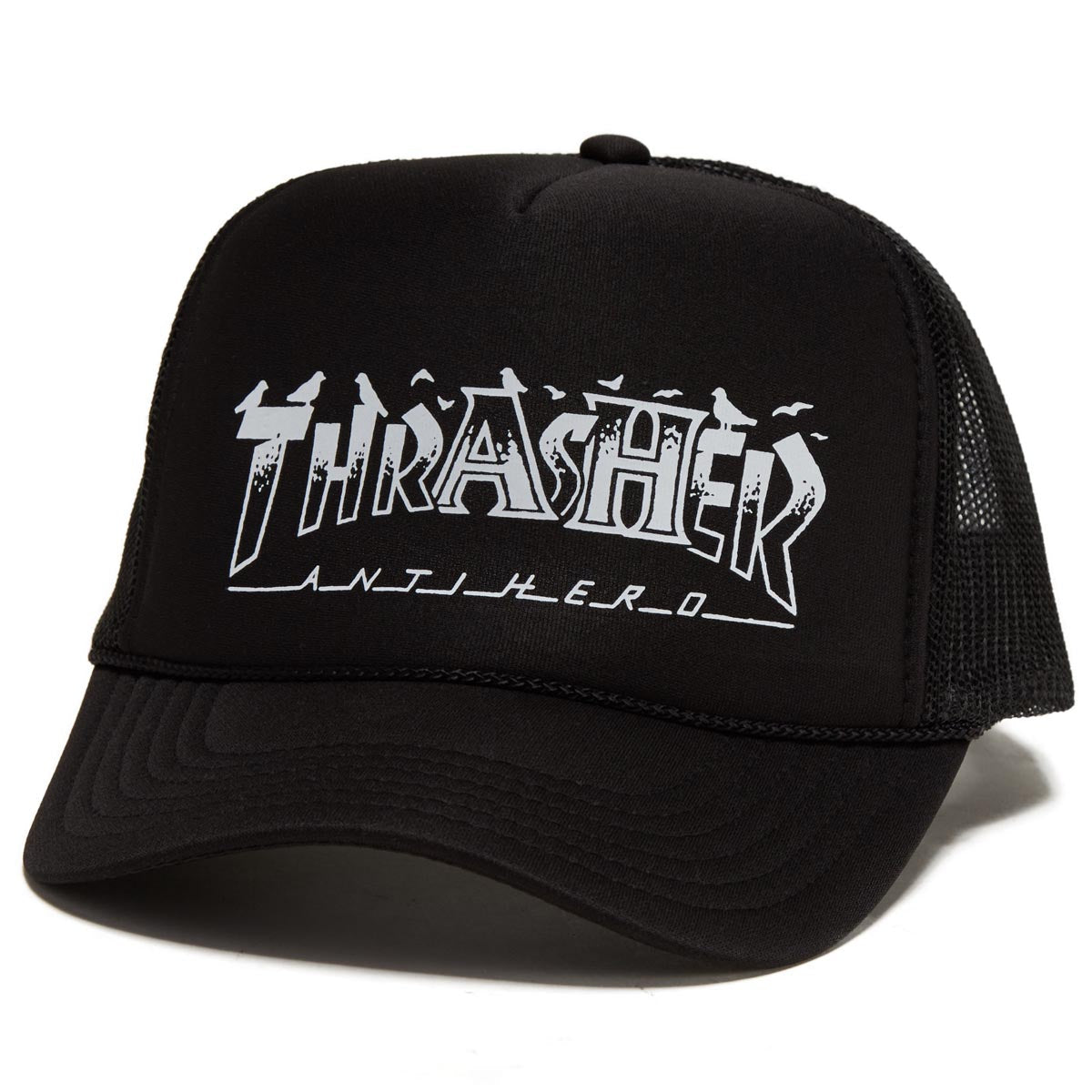 Thrasher x Anti-Hero Pigeon Mag Trucker Hat - Black image 1