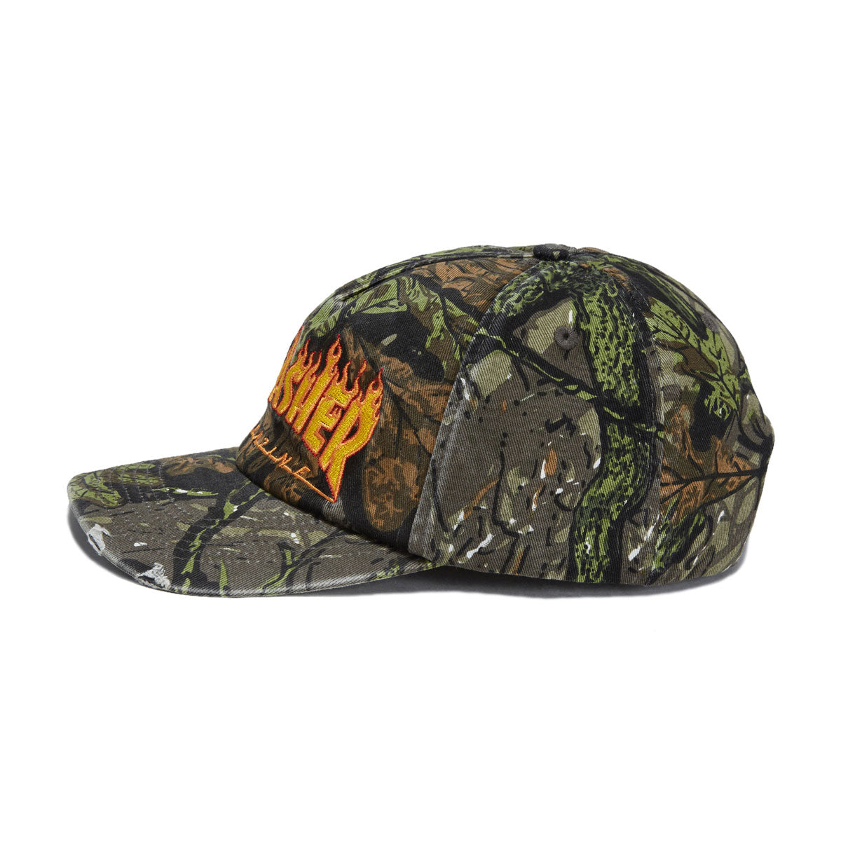 Thrasher Flame Distressed Snapback Hat - Camo image 3