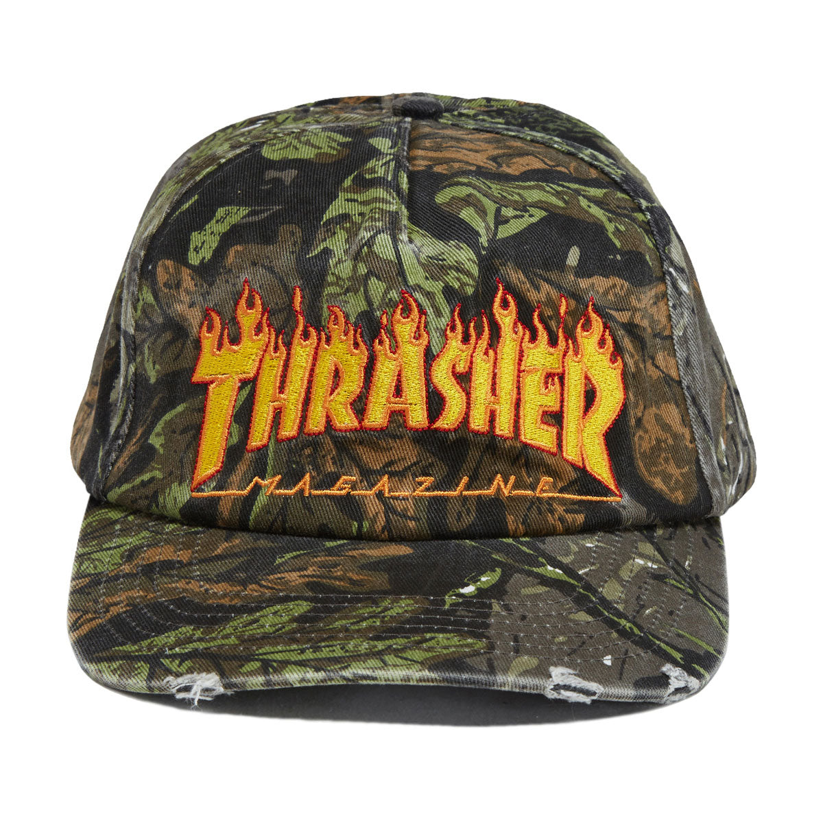 Thrasher Flame Distressed Snapback Hat - Camo image 5