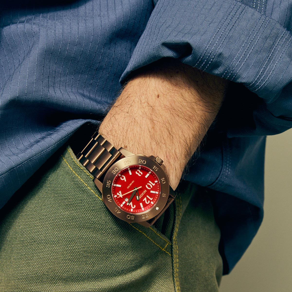 Nixon Smyth 44 Watch - Khaki/Red image 5