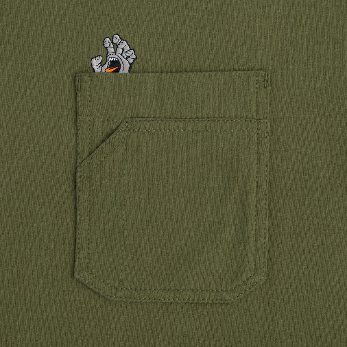 Santa Cruz Screaming Hand Utility Pocket T-Shirt - Olive image 2