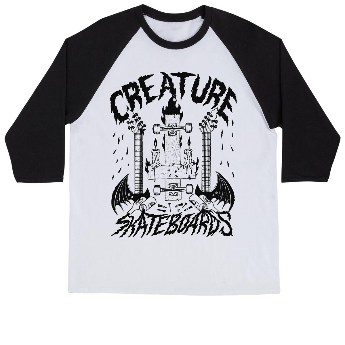 Creature Listen To 3/4 Sleeve T-Shirt - White/Black image 1