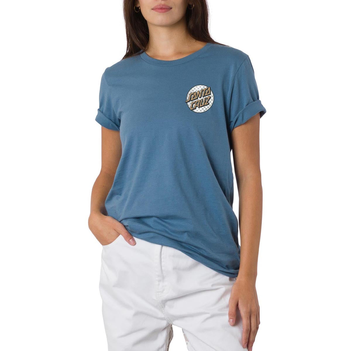 Santa Cruz Womens Meyer Freestyle Dot Relaxed T-Shirt - Steel Blue image 1