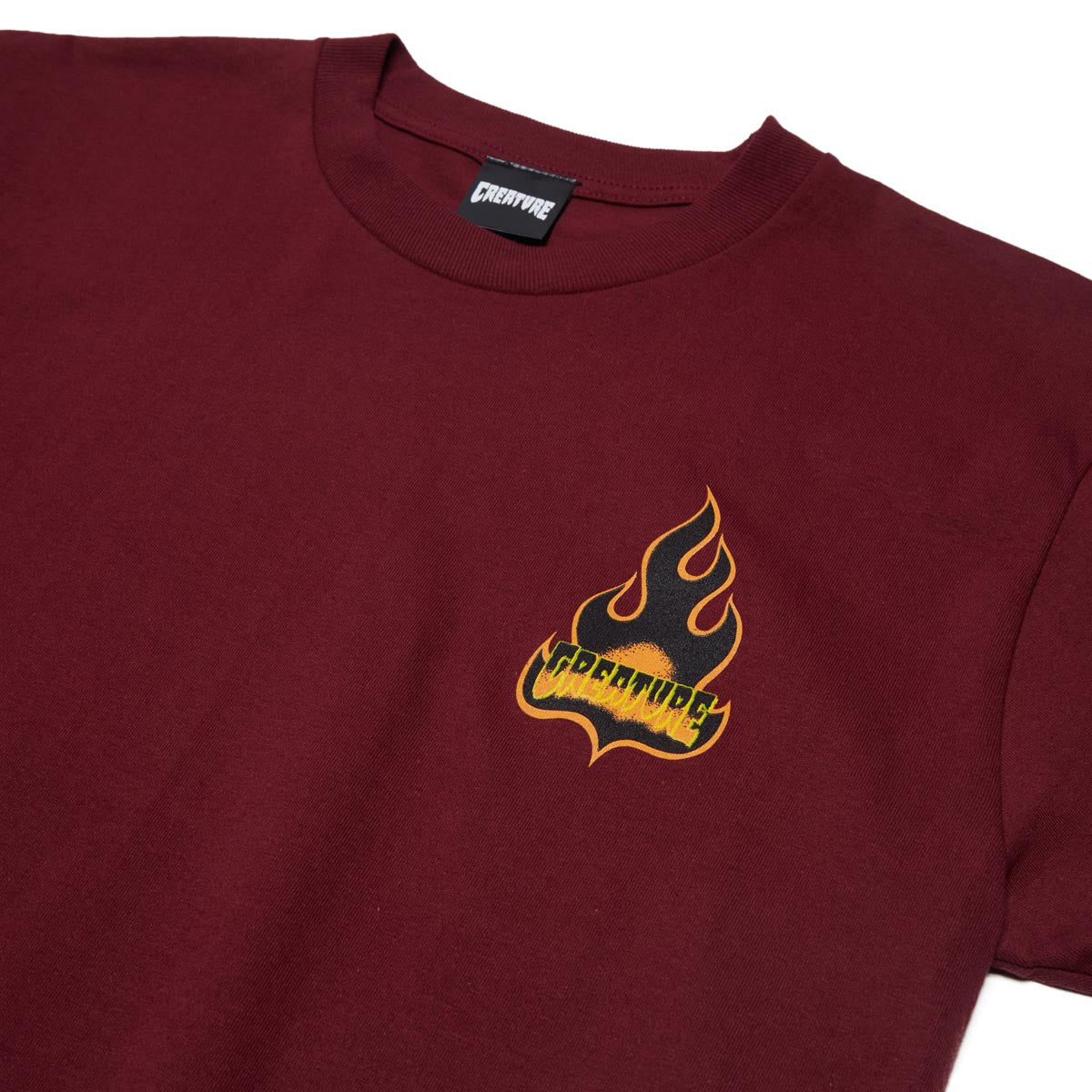 Creature Logo Flame T-Shirt - Burgundy image 2