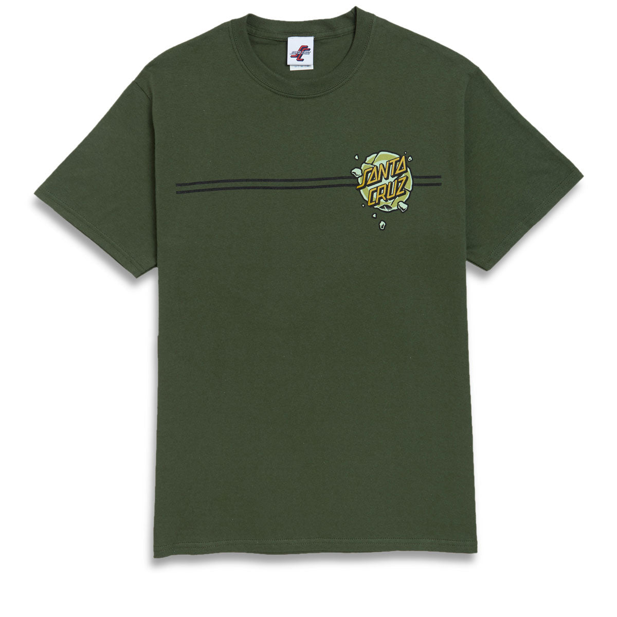 Santa Cruz Roskopp Destruct Dot Stripes T-Shirt - Olive image 1