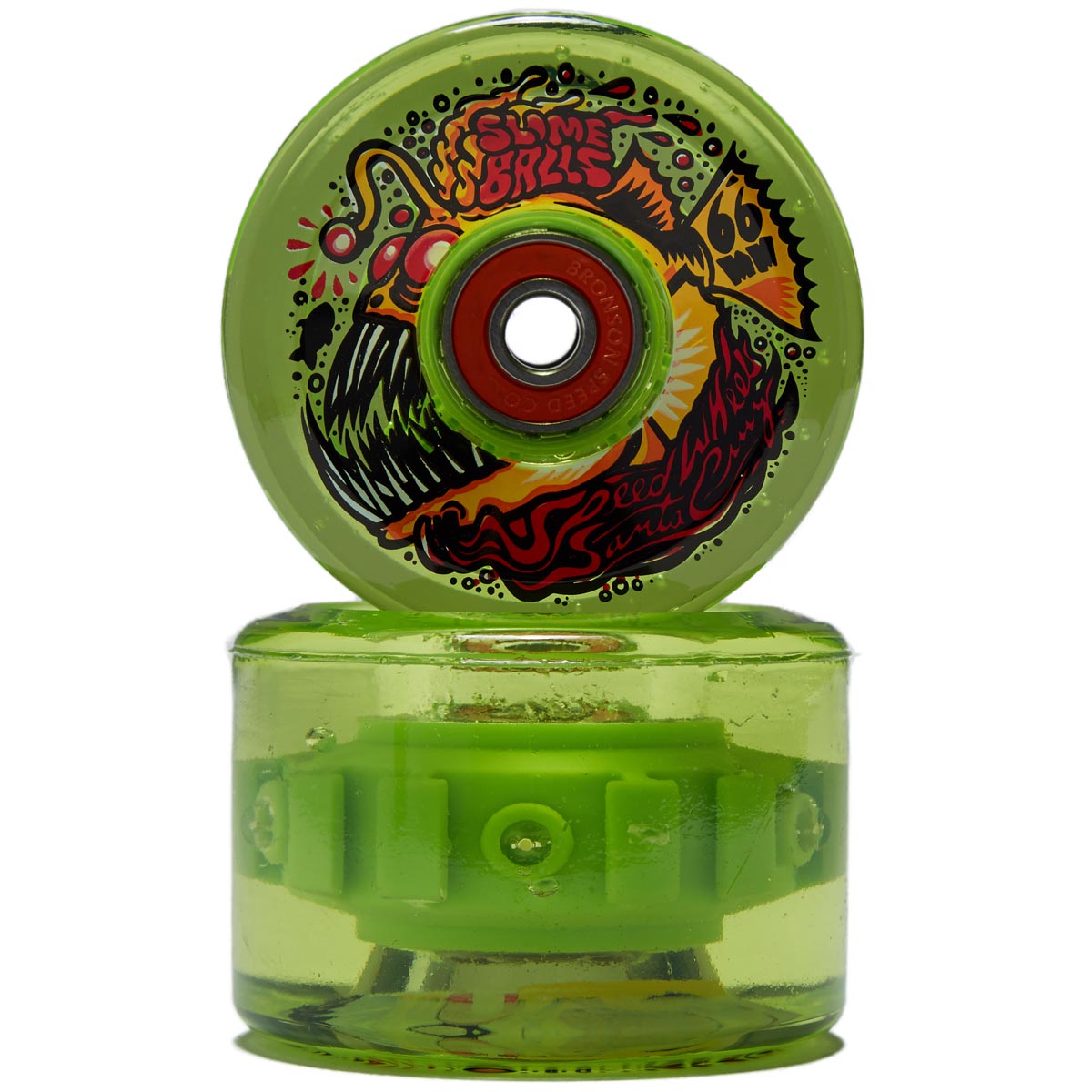 Slime Balls Angler Light Ups OG Slime 78a Skateboard Wheels - Neon Green - 66mm image 2