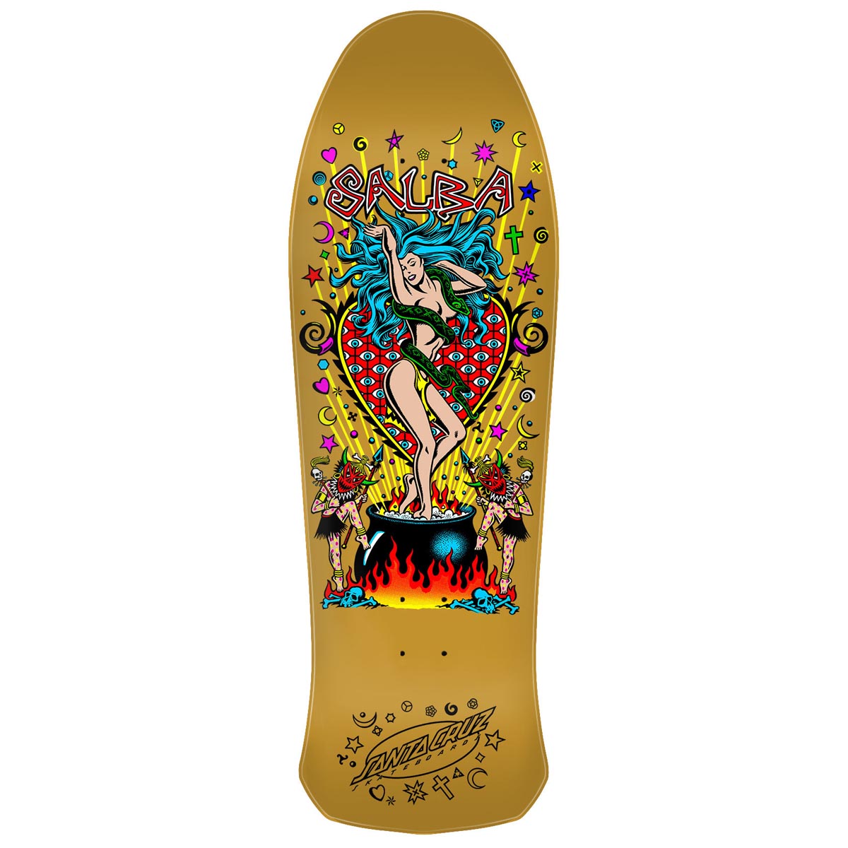 Santa Cruz Salba Witch Doctor Reissue Skateboard Deck - Gold - 10.40