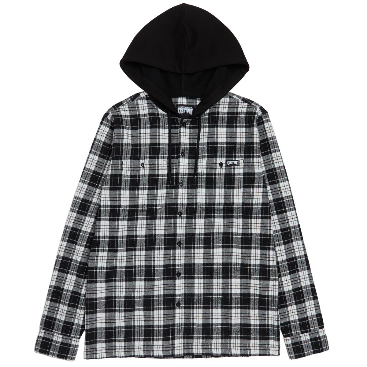 Creature Bat Relic Long Sleeve Flannel Shirt - White/Black image 1