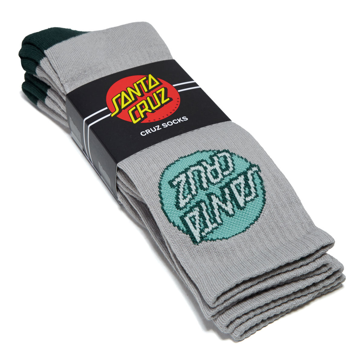 Santa Cruz Cruz Crew 2 Pack Of Socks - Grey/Tonal Green image 2