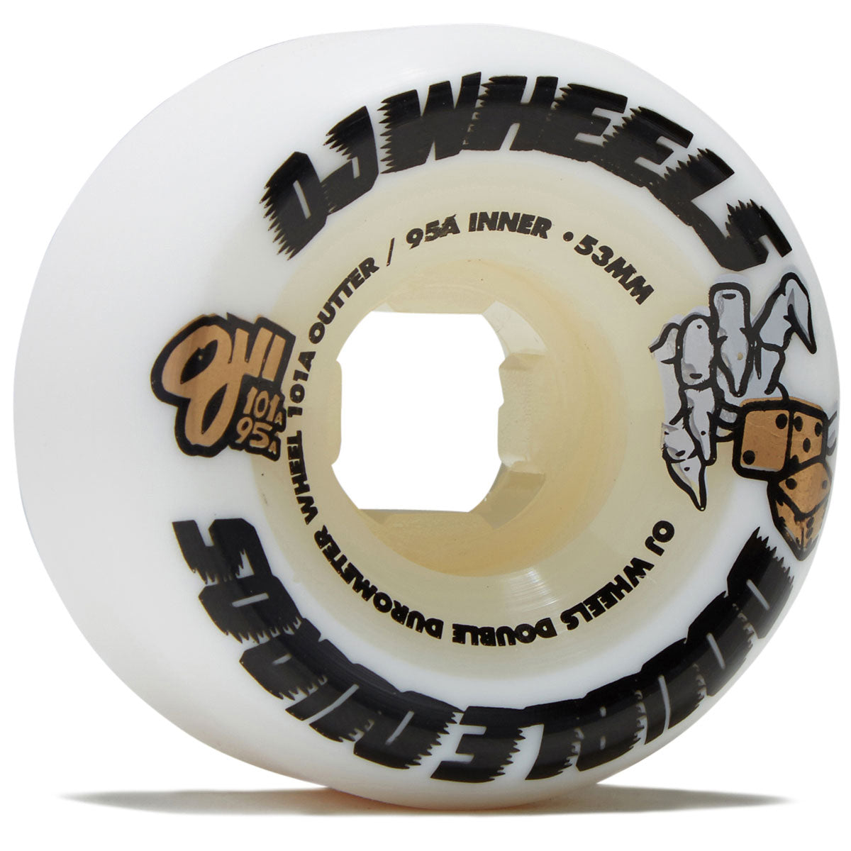 OJ Double Duro Mini Combo 101a/95a Skateboard Wheels - White/White - 53mm image 1