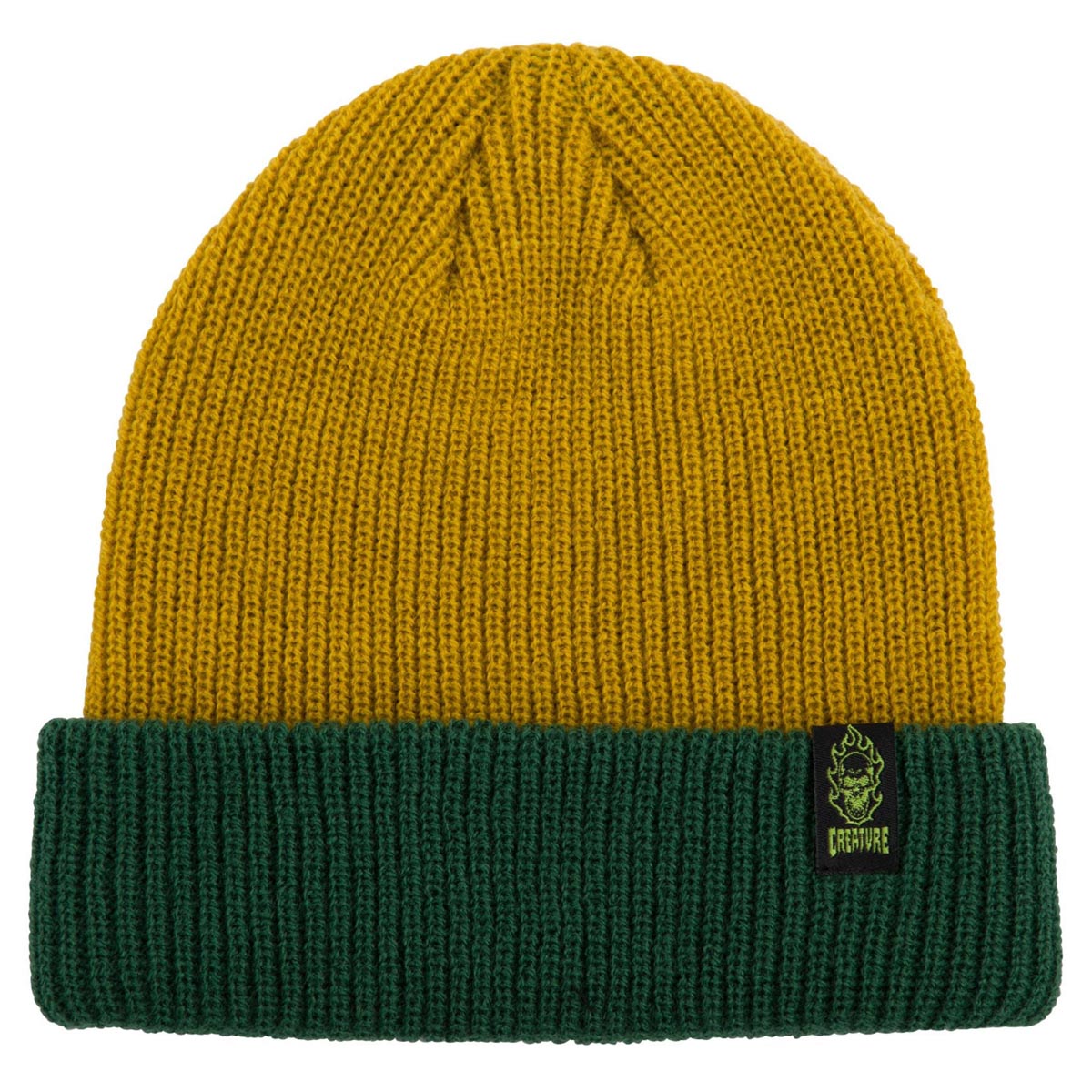 Creature Bonehead Label Long Shoreman Beanie - Gold/Green image 1