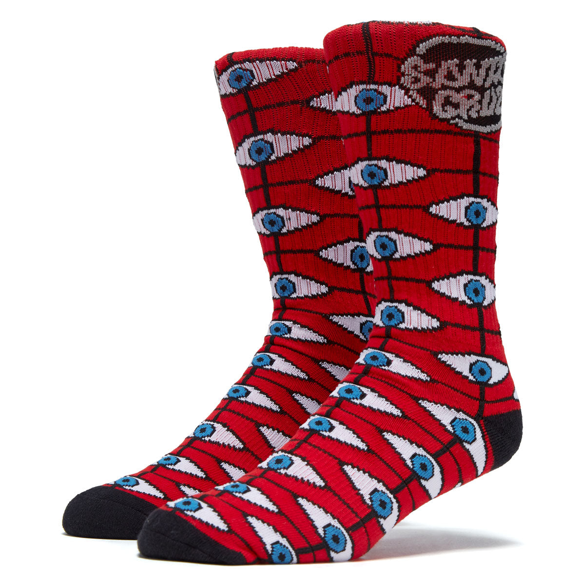 Santa Cruz Salba Eyes Mid Crew Socks - Red/Black image 1