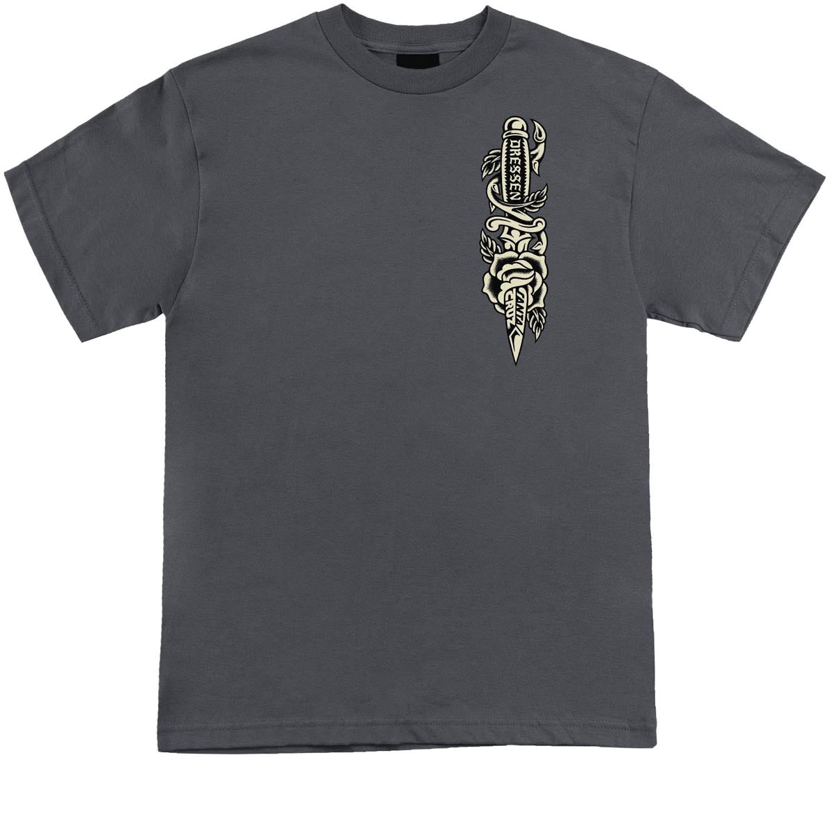 Santa Cruz Dressen Rose Dagger Opus T-Shirt - Charcoal image 1