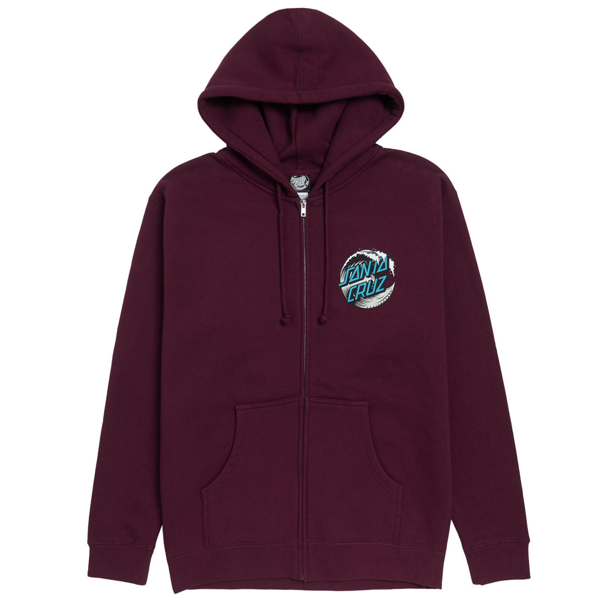 Santa Cruz Wave Dot Zip Hoodie - Maroon/Tan/Teal image 1