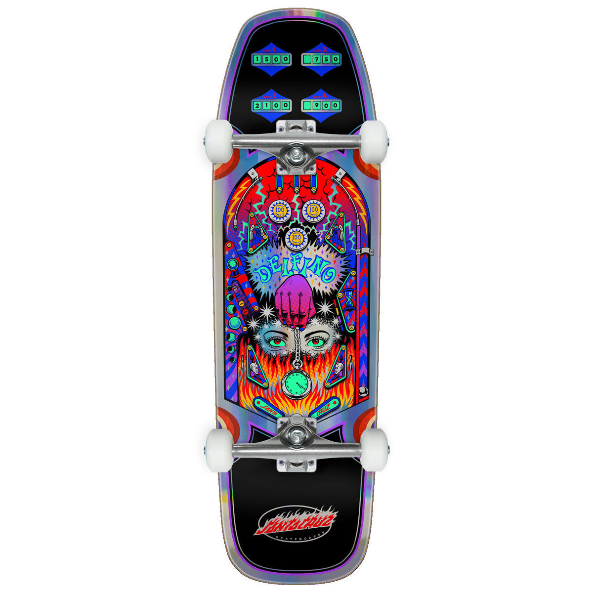 Santa Cruz Delfino Pinball Shaped Skateboard Complete - 9.14
