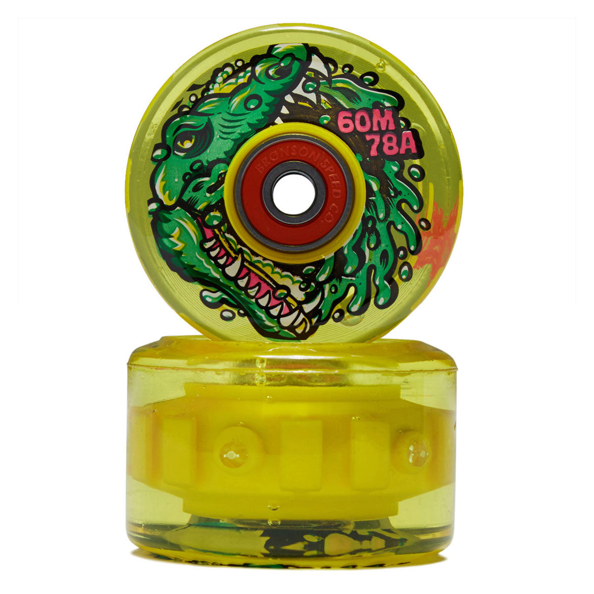Slime Balls Gator Swamp Spew Light Ups OG Slime 78a Skateboard Wheels - Yellow - 60mm image 2