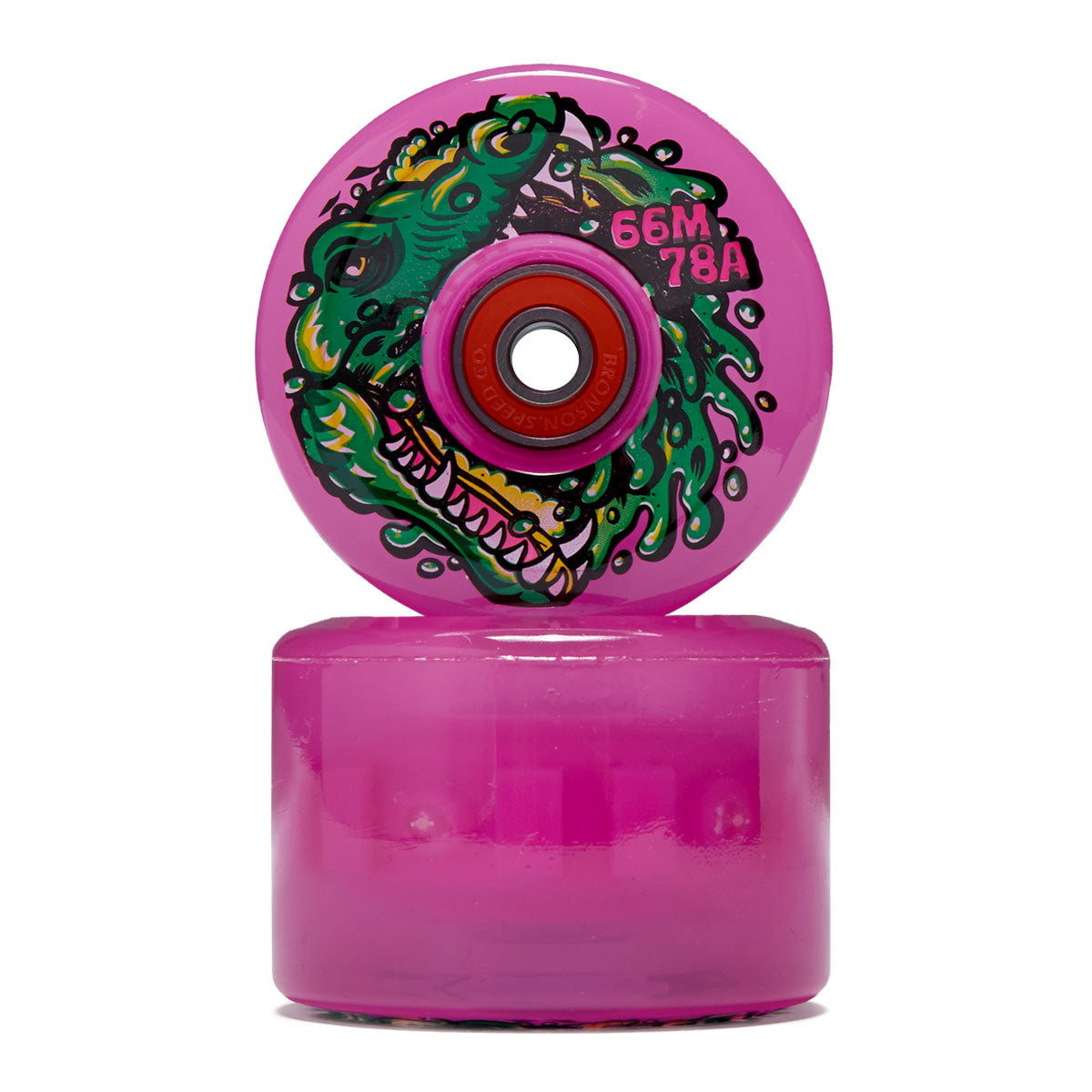 Slime Balls Gator Swamp Spew Light Ups OG Slime 78a Skateboard Wheels - Pink - 66mm image 2