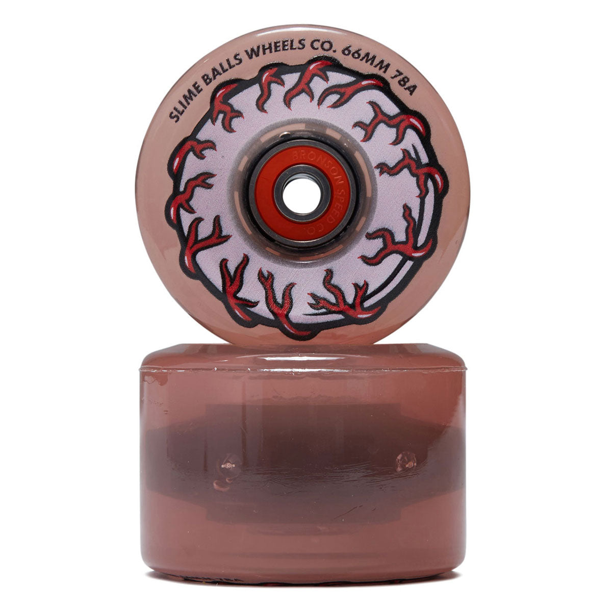 Slime Balls Pink Eyes Light Ups OG Slime 78a Skateboard Wheels - Pink - 66mm image 2
