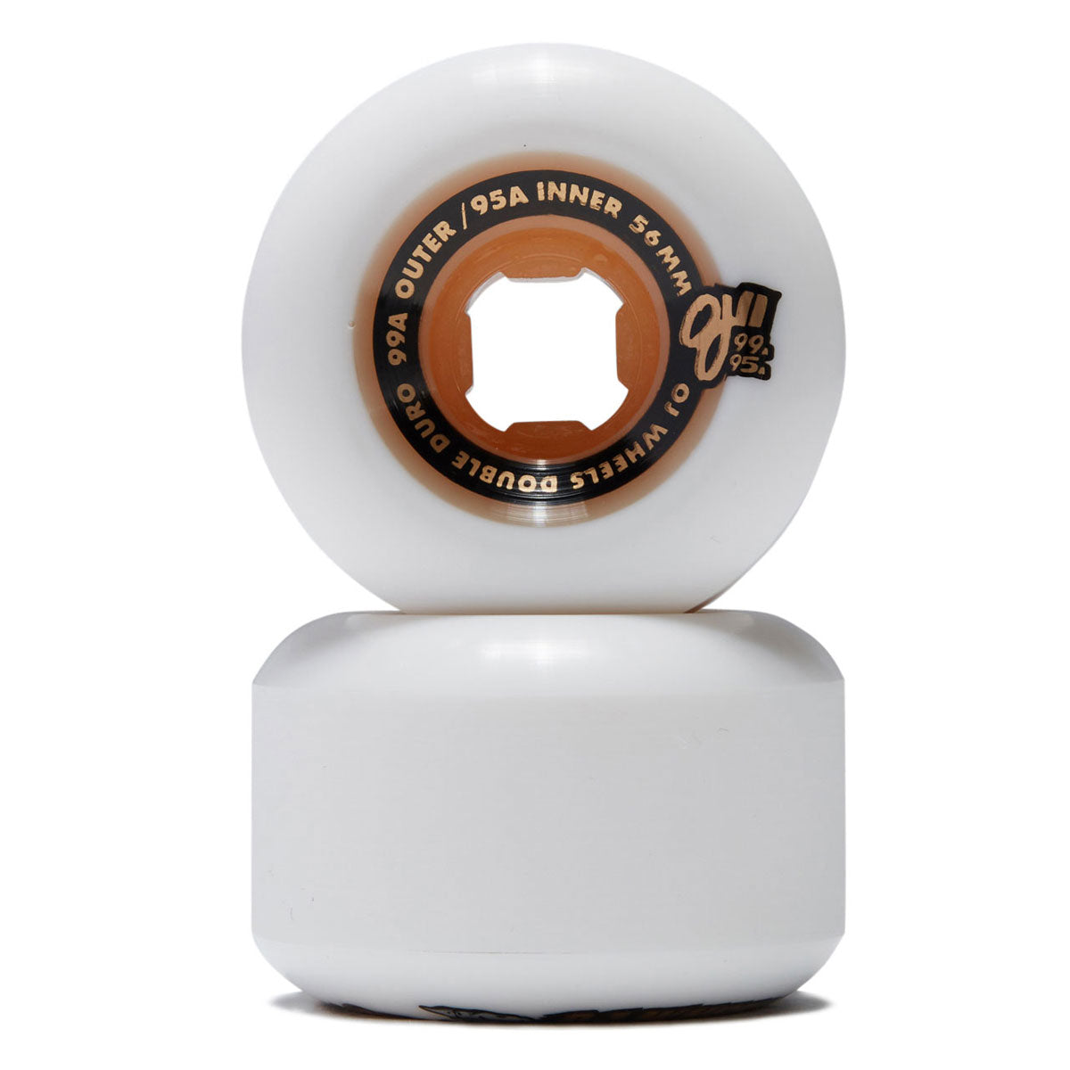 OJ Double Duro Chubbies 99a/95a Skateboard Wheels - White - 56mm image 2