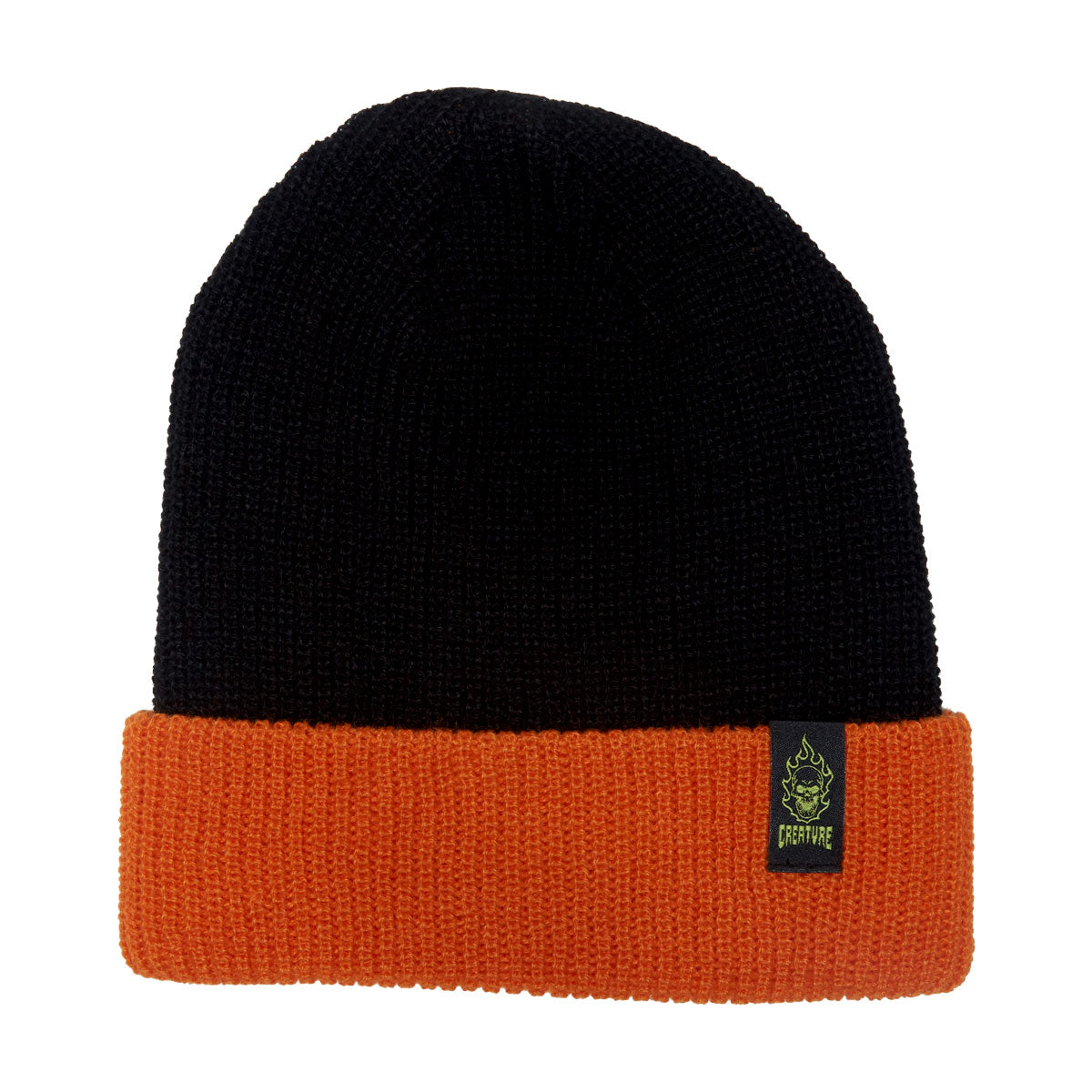 Creature Bonehead Label Long Shoreman Beanie - Black/Orange image 1