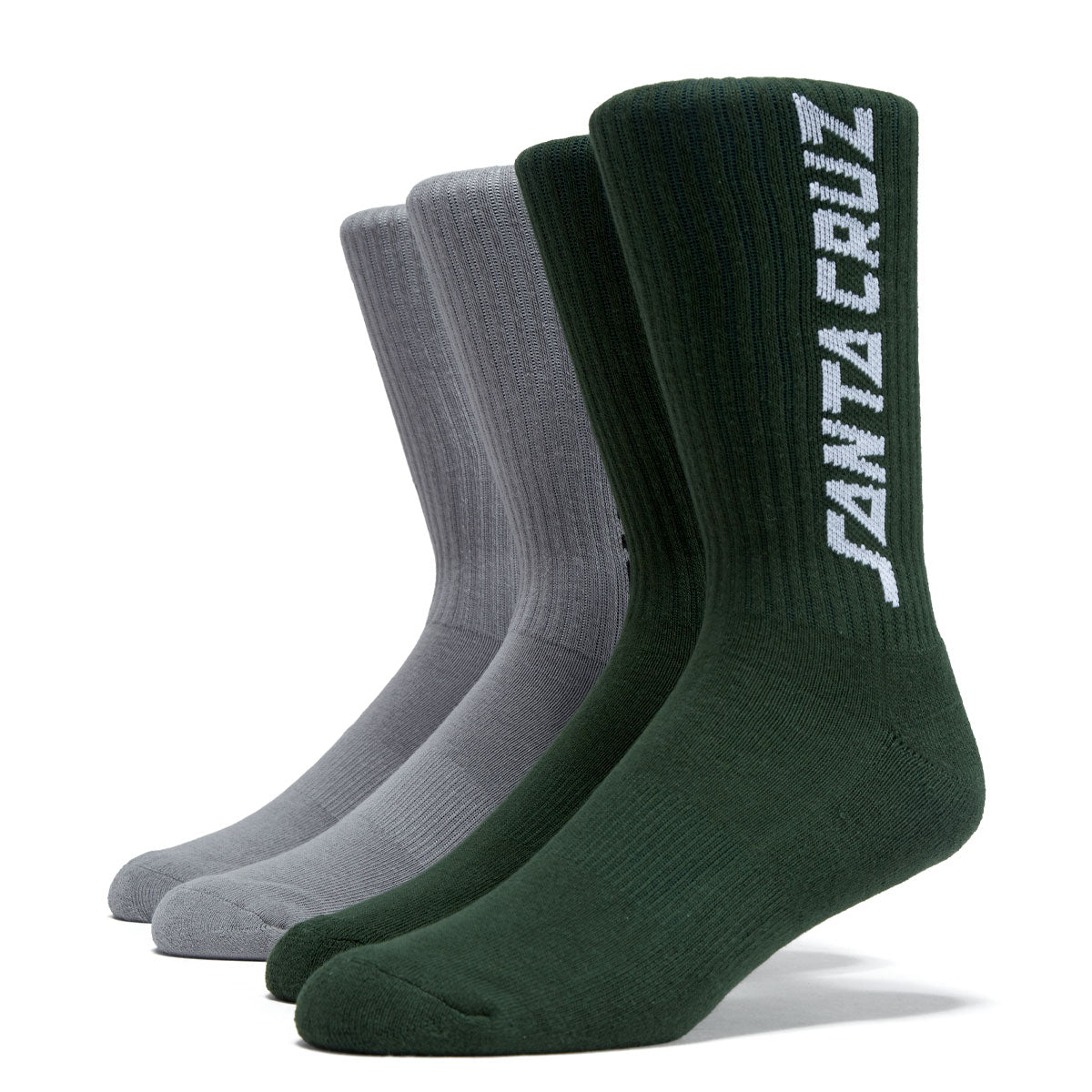 Santa Cruz Solid Strip 2 Pack Of Socks - Grey/Forest Multi - 9-11 image 1