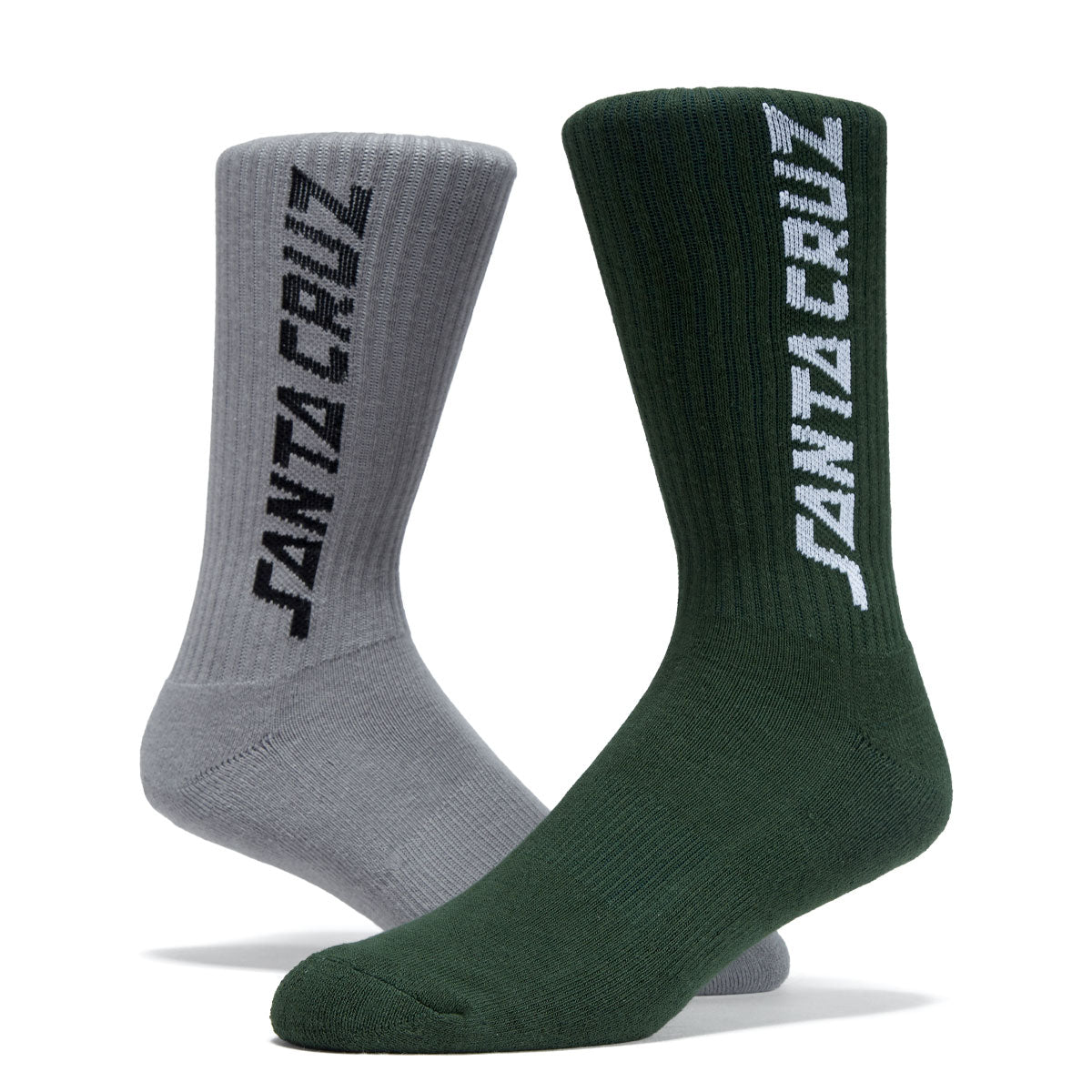 Santa Cruz Solid Strip 2 Pack Of Socks - Grey/Forest Multi - 9-11 image 2